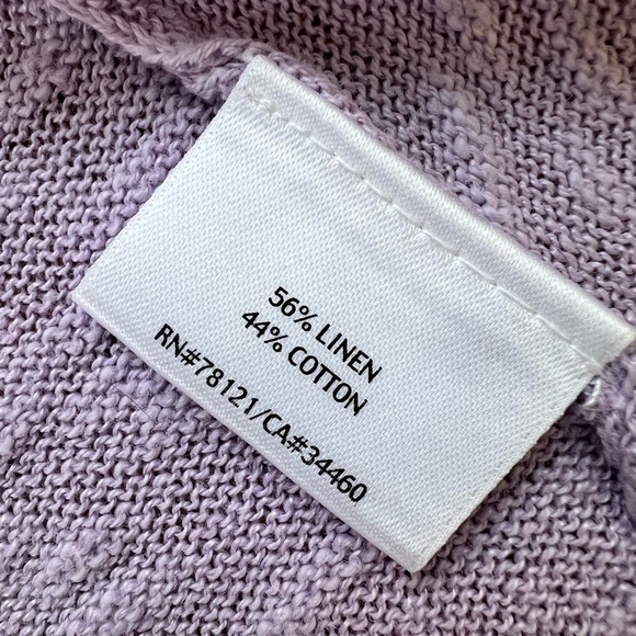 Eileen Fisher Petite Linen Blend Open Front Cardigan Lavender Natural Fiber - Picture 10 of 11